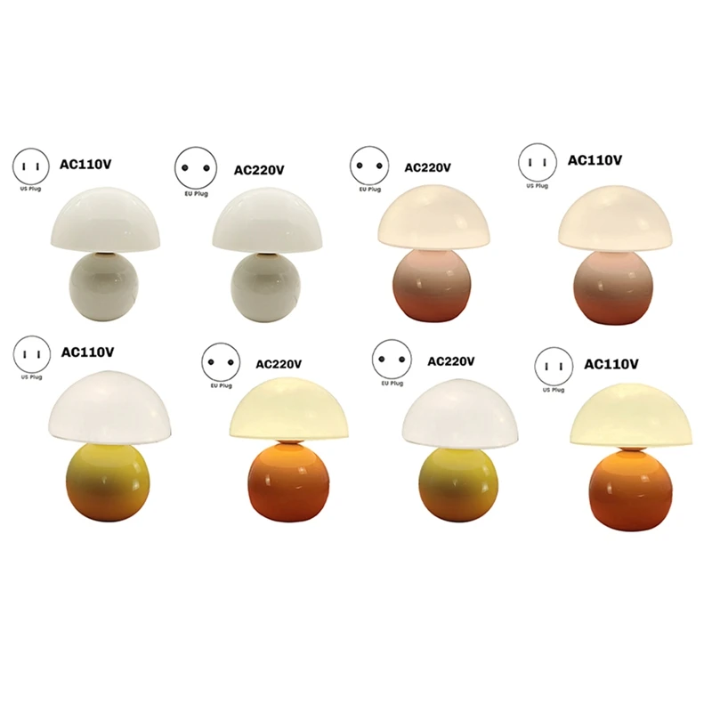 

Y51A-Mushroom Lamp Table Bedside Nightstand Lamp For Bedroom Cute Mini Mid Century Modern Lamp Dimmable