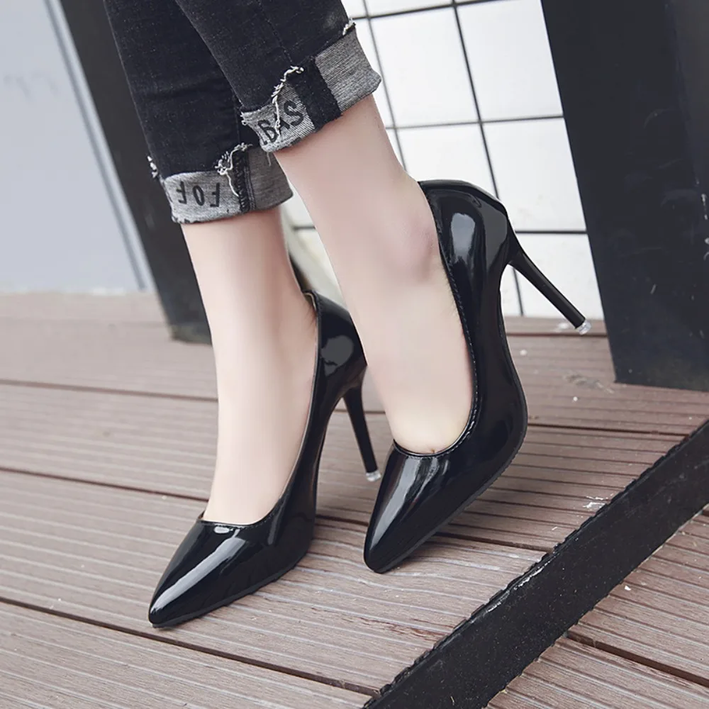 Women Shoes Pointed Toe Pumps Patent Leather Dress High Heels Shoes Wedding Heeled Shoes Zapatos Mujer Women's Pumps