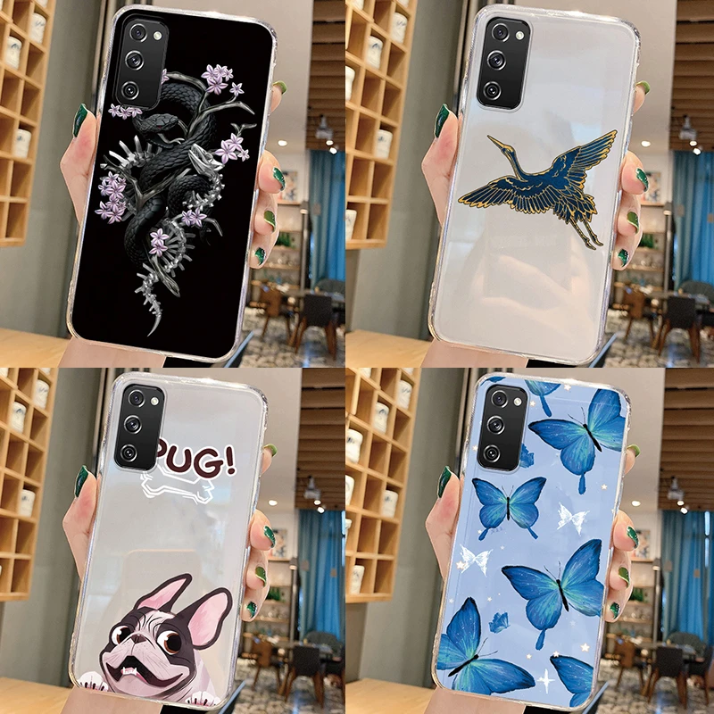 Прозрачный черный чехол для телефона Samsung Galaxy A30S A50S A50 A70 A81 S20 5G S20 Plus FE Ultra Note 10 Pro 10 Lite 20 Ultra Cat Dog