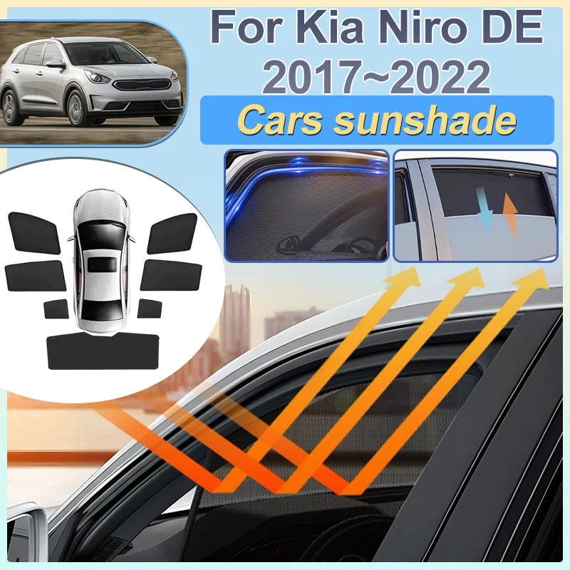 

For Kia Niro 2019 2017-2022 DE Foldable Car Mesh Sunshade Front Rear Windshield Side Glass Mesh Sun Visor Cover Auto Accessories