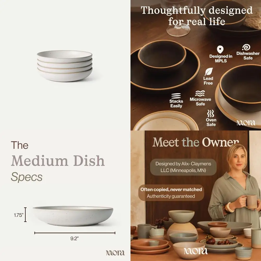 

Набор из 4-х широких тарелок для пасты объемом 30 унций - подходят для микроволновой печи, духовки и посудомоечной машины.