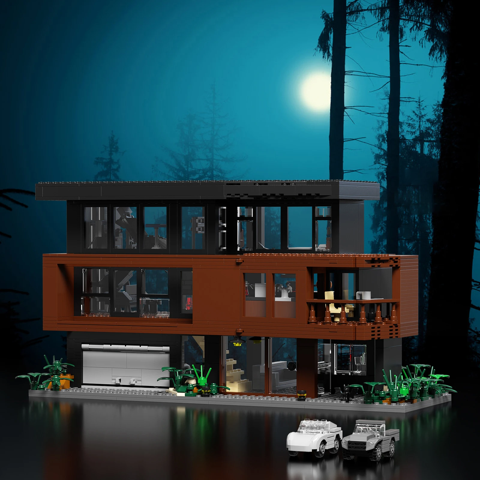 2024 Buildmoc Twilighted Cullen House Architecture Villa Forest Cottage 864 Pcs Building Bricks Suit With Box For Collection