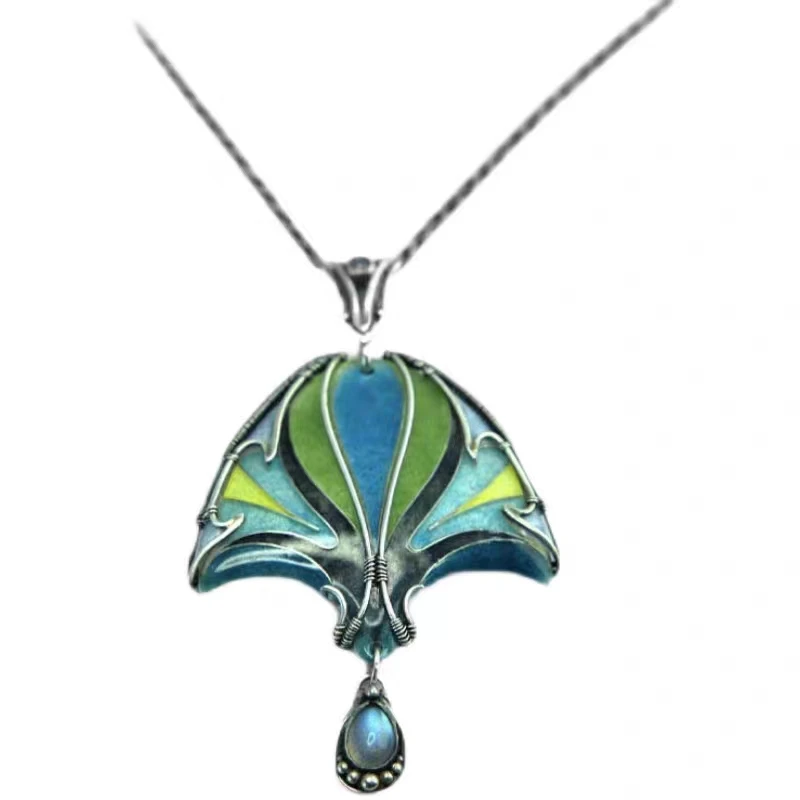 MengG S999 Pendant High Temperature Enamel Winding Handmade Necklace For Female Gifts Origenal Design Fine Jewelry