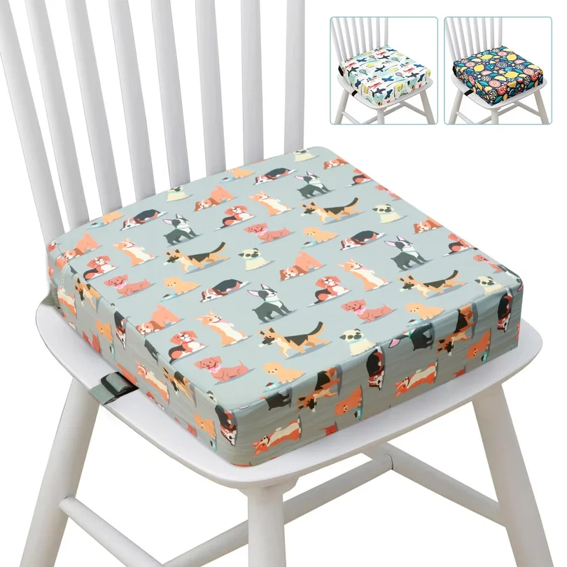 Booster Seat Cushion Children Increased Sitting Cushion Kids Non Slip Pad Baby Dining High Chair Cushions with Adjustable Belt