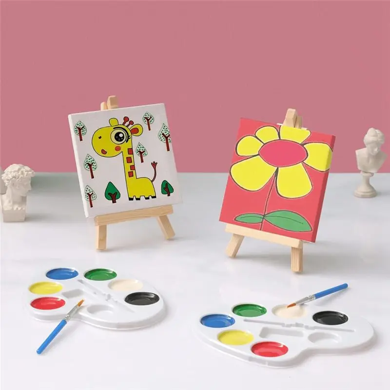 EYFL-Mini Canvases With Easel Sets, Small Painting Canvas With Mini Easel 4 X 4 Inch Art Canvases Painting Kit