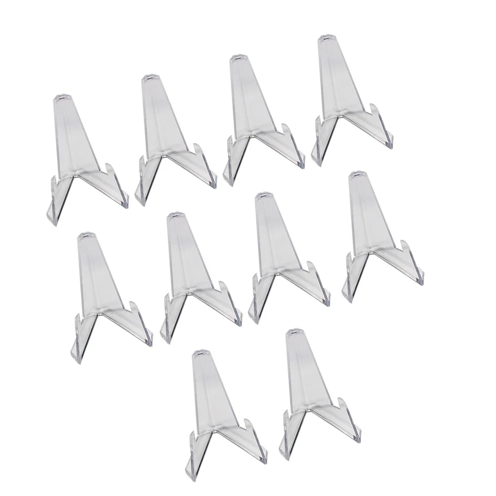 

10Pcs Triangle Clear Plastic Display Stand Easel for Coins Coin Collection Holder Mini Display Rack Home Office Table Use