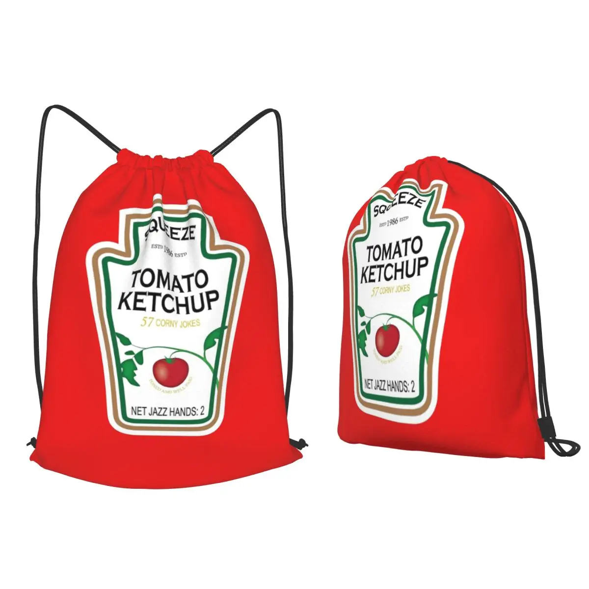 

Funny Ketchup Label Backpacks Portable Drawstring Bundle Pocket Storage Bag Book Bags for Man Woman School