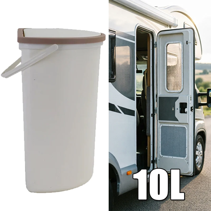 Cubo de basura de 10L con tapa para caravanas, barcos, autocaravanas, para montaje en puerta o pared, de plástico.
