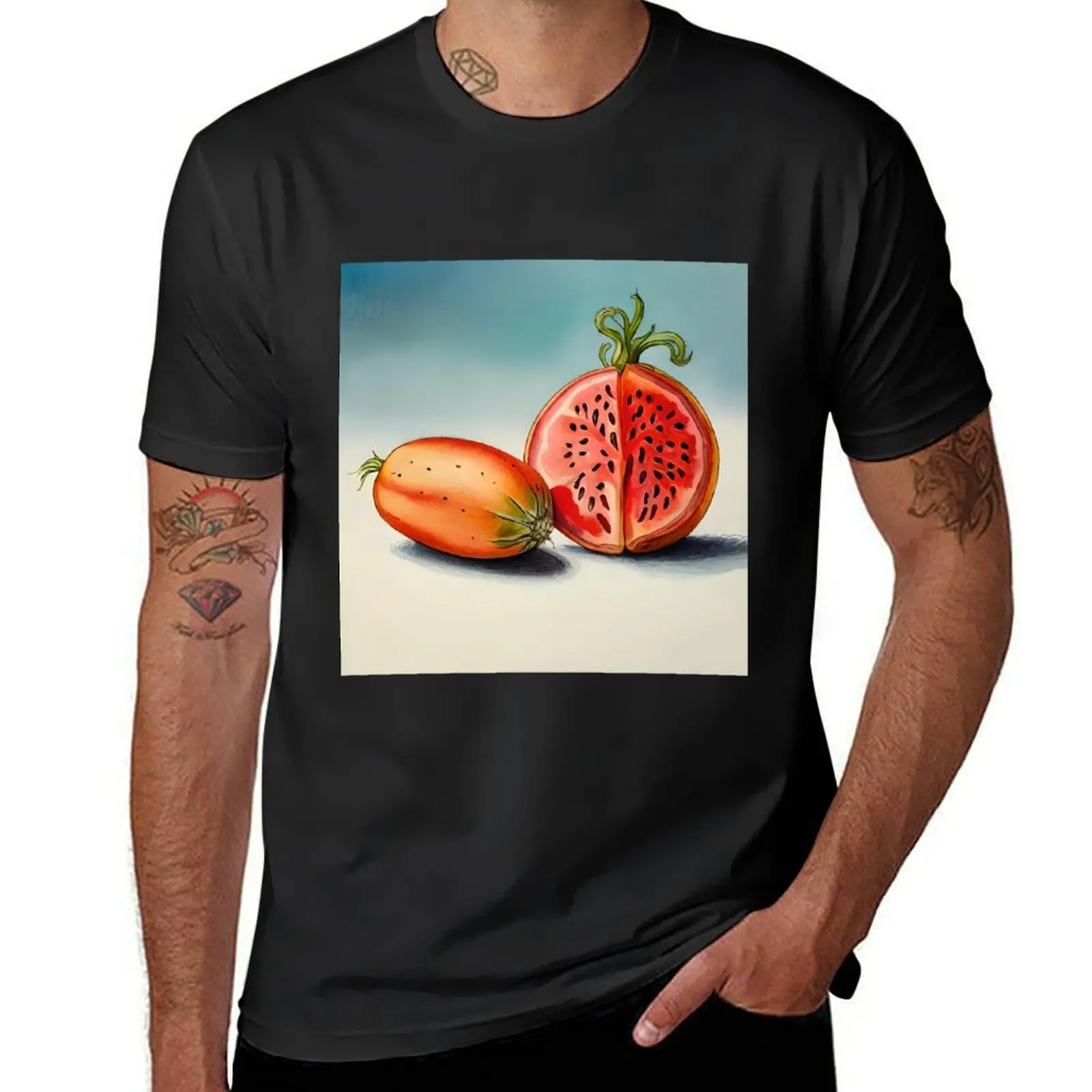 

Watermelon Watercolor Art T-shirt heavyweights anime men workout shirt