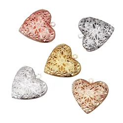 BoYuTe (10 Pieces/Lot) 26MM Filigree Heart Photo Locket Metal Brass Locket Jewelry Pendant Wholesale