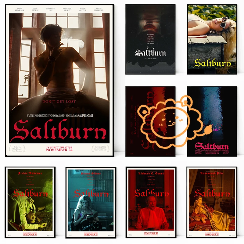 Póster de película Saltburn, película de terror de comedia, pintura en lienzo, póster, decoración artística de pared, pintura para el hogar, decoración artística para el salón