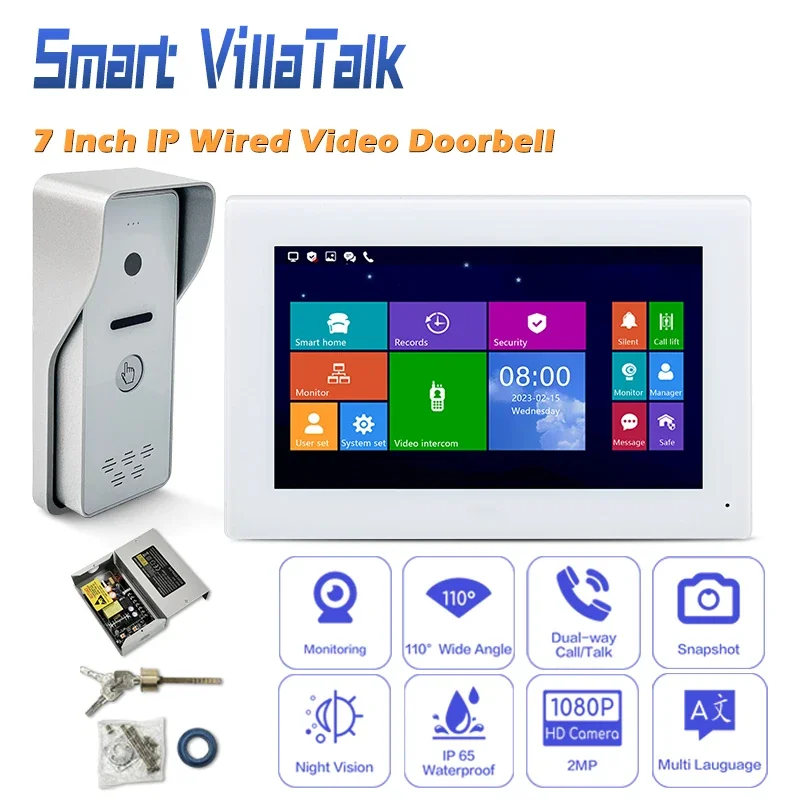 

Brand New Linux system Smart life APP remote video calling and unlocking ring doorbell cover 4 family 2 wire video system