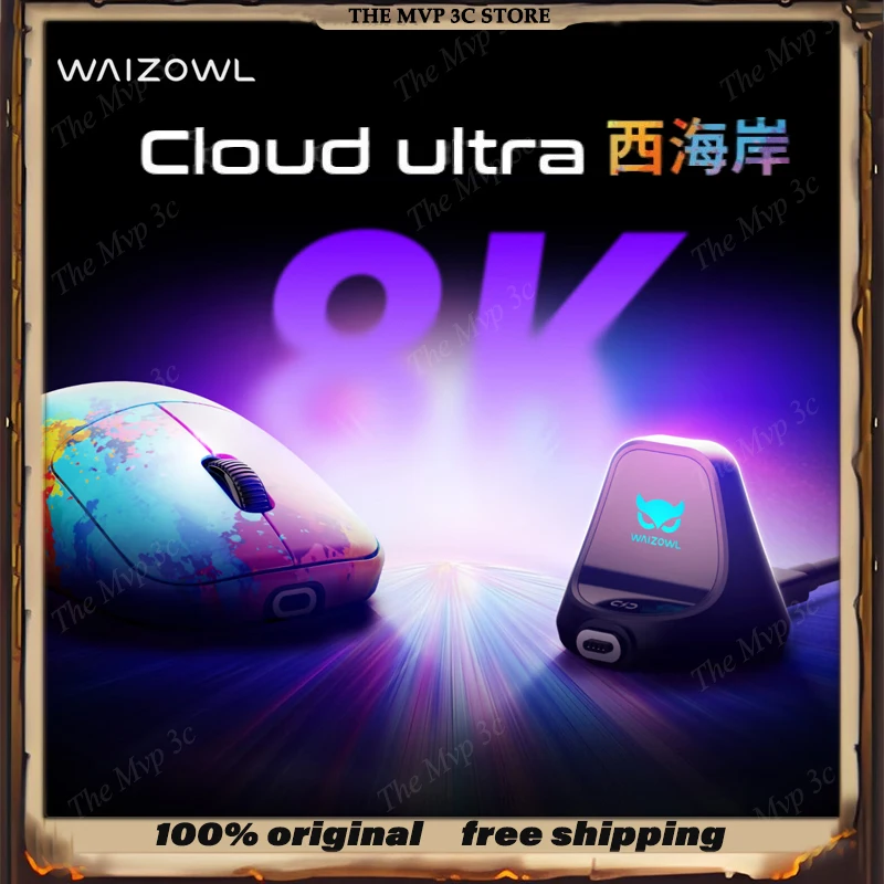 

НОВАЯ WAIZOWL OGM Cloud ultra West Coast, трехрежимная беспроводная игровая мышь Surpass U UWB500HZ, беспроводная 8K PAW3950, 60 г, легкий вес
