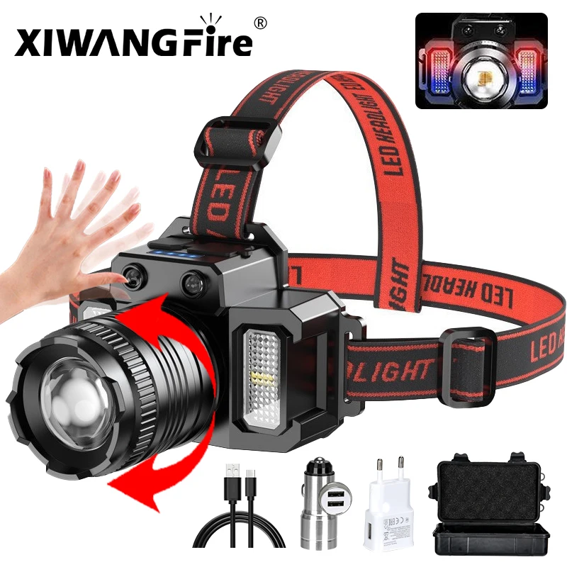 Rechargeable Headlamp 2000mah Super Bright Torch Light T51 Induction LED Headlight Waterproof Camping Mobile Power Bank Flashing