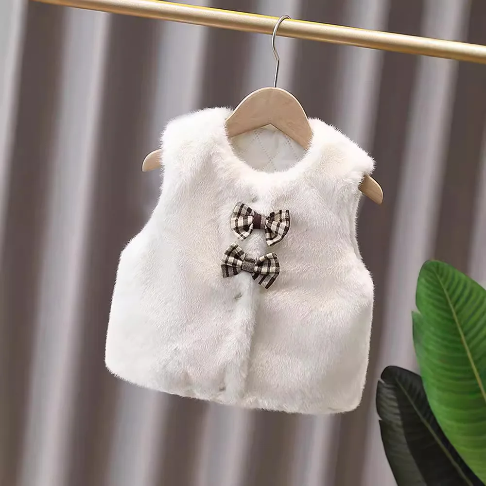 Girls' Winter Vest Jacket Cute Padded Thickened Wool Sweater Girl Baby Korean Version Foreign Style Fur Vest Outside
