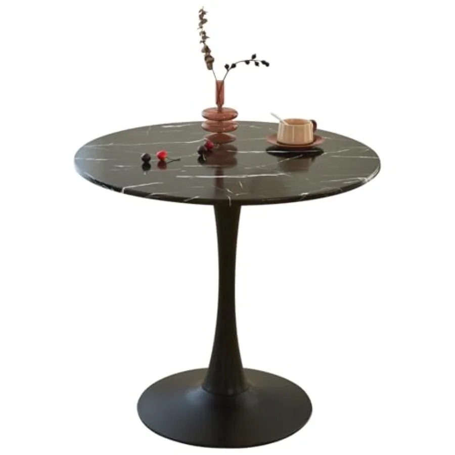 

Круглый обеденный стол Tulip на 4 персоны в стиле Mid-Century Modern с прочной металлической подставкой для кухни, бистро, кафе, зоны отдыха, имитация мрамора