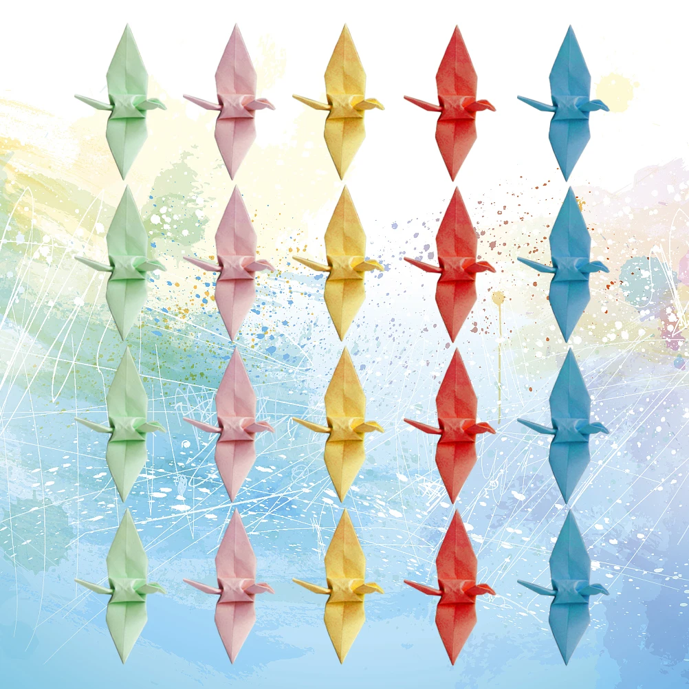 100 Pcs Paper Crane Decoration Hanging Folding Paper Crane Folding DIY Craft Premium Material Wedding Home Drawing Toys