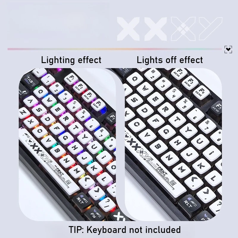 4-Side Clear Top Pattern Keycaps PC+PBT Dye-Sub 132Keys with Numpad for 60% 75% 87% 96% 100% Layouts MX Mechanical Keyboard
