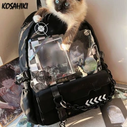 2024 New Japanese All Match Chic Backpack Women Students Casual Vintage Schoolbag Y2k Aesthetic Ins Transparent Trendy Backpacks