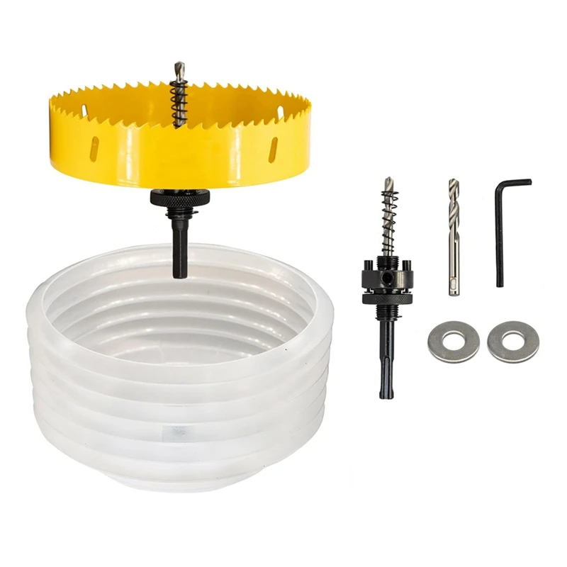 A96I-6-19/64 Hole Saw For Recessed Lights,Hole Saw Dust Bowl For Recessed Lighting 6In Include 3/8In Hex Shank&SDS Plus Arbor