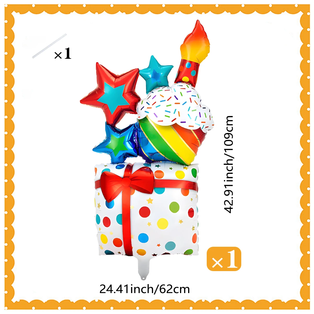 1 Piece Cake Gift Box Aluminum Foil Balloons Kidsren\'s Birthday Party Decoration, Happy Birthday Cake Decoration Balloons
