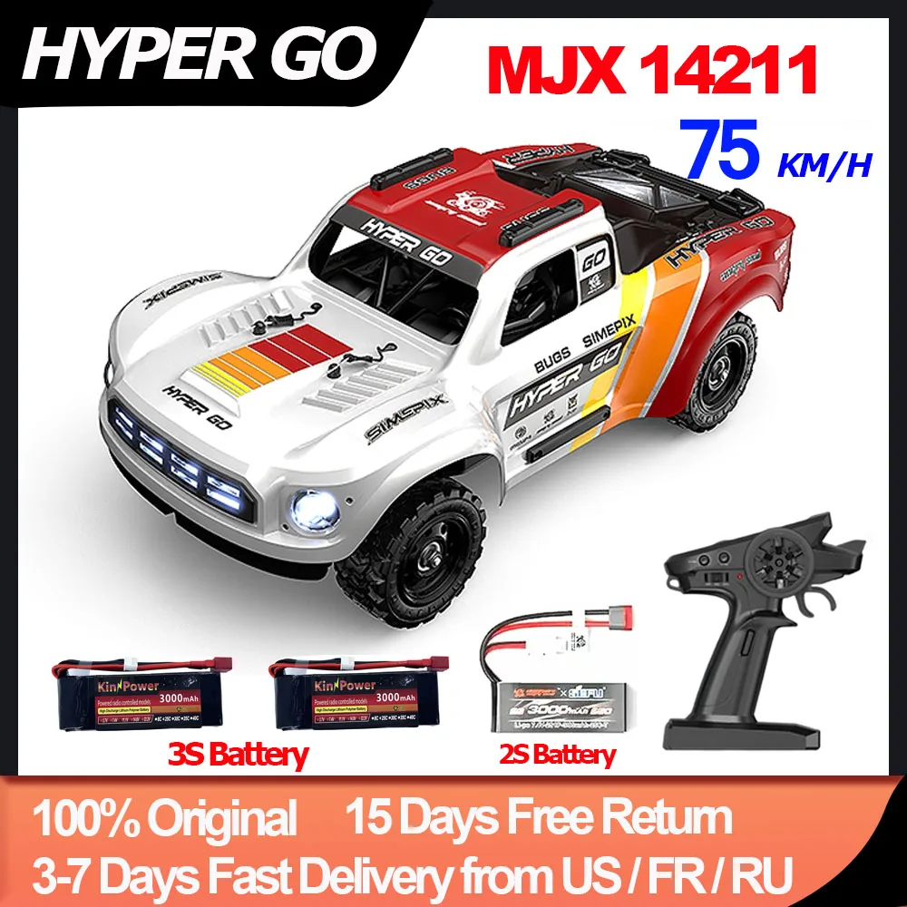 Coche teledirigido HYPER GO MJX 14211 RC 1:14, 75 km/h, 1/14, sin escobillas, 2,4G, con giroscopio, carreras todoterreno, camión de juguete 4WD RC