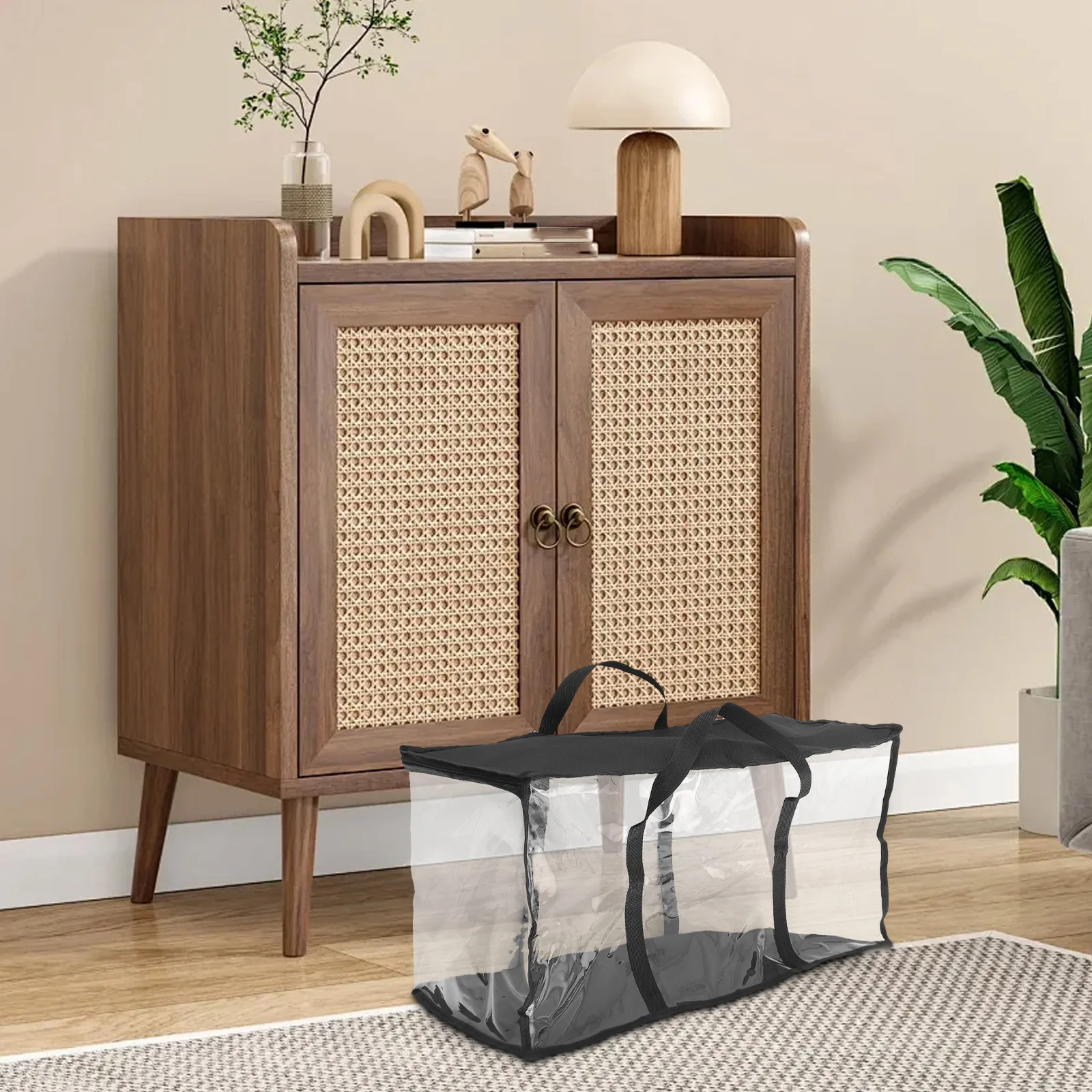 

Transparent Book Storage Bag Large Capacity Waterproof Portable Handheld Book Bag for Travel School Document Makeup Organizer