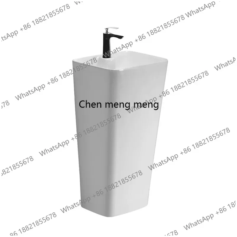 Z136Simple ceramic one-piece column basin, bathroom, vertical small hand wash pool, balcony floor-to-ceiling integrated