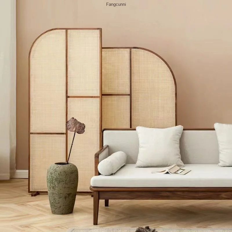 

*Modern Japanese Solid Wood Rattan Partition Screen for Small Apartments Durable Handcrafted Birthday Gift-Multi-Functional