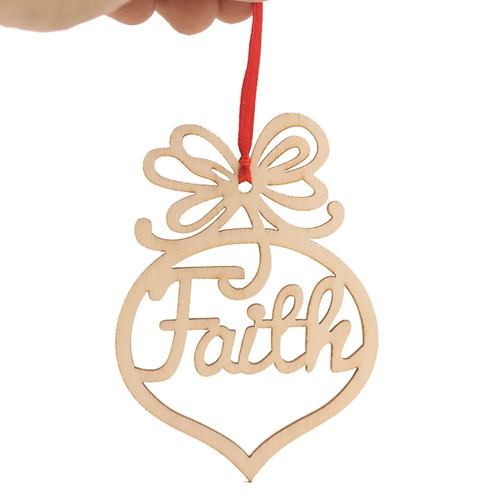 

6Pcs Wooden Christmas Pendant Peace Joy Faith Noel Design Hanging Ornaments Xmas Decorations Festive Home Decor