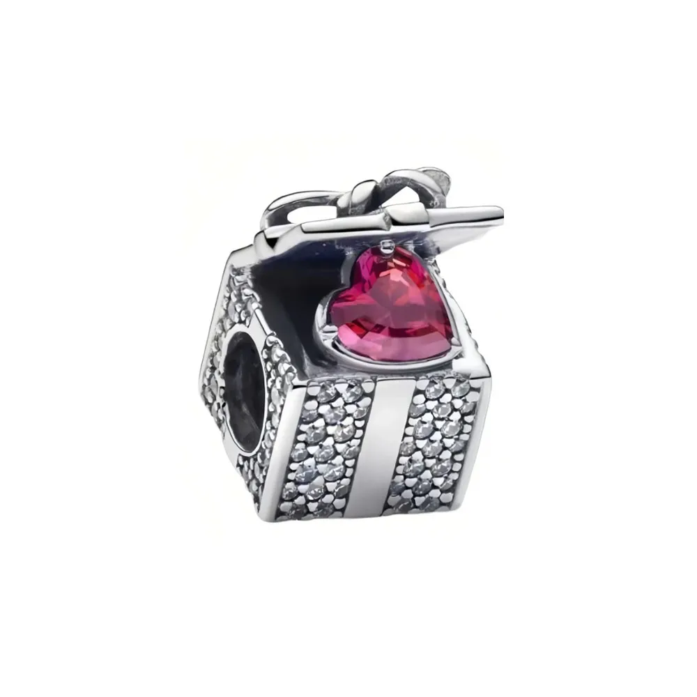 حار بيع 925 الفضة الأحمر على شكل قلب حبة قلادة التبعي ، القوس قلادة مناسبة للمجوهرات النسائية الأوروبية الرائعة