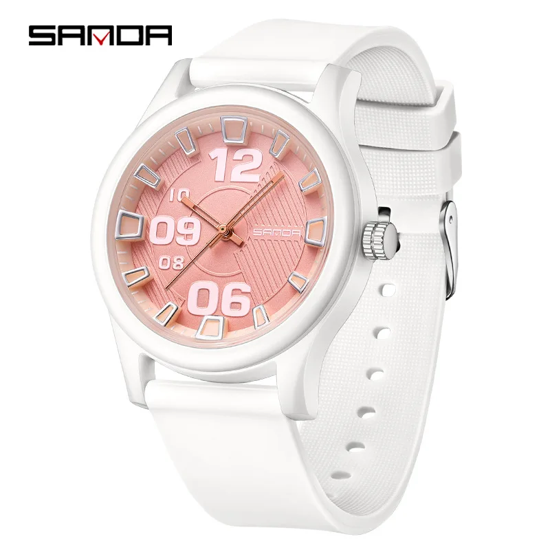 SANDA 3252 Top Popular Student Quartz Watch Fashionable and Simple Luminous Waterproof Silicone Tape Children's Quartz Watch