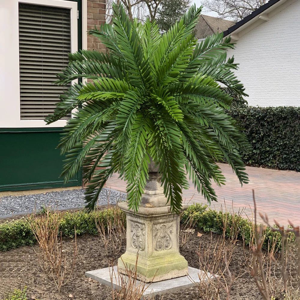 45cm Artificial Palm Plants Fake Coconut Tree Tropical Persian Leaves Plastic Cycad Tree Faux Cocos Leafs For Home Garden Decor