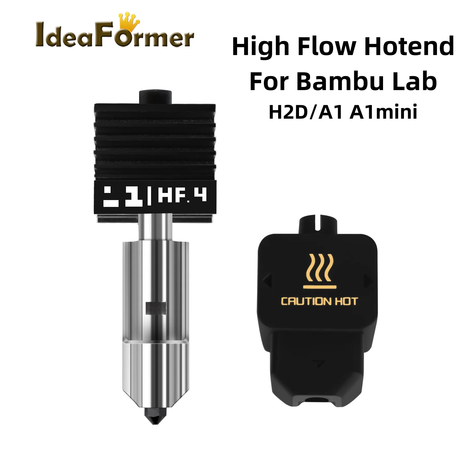 

Hotend H2d с высоким расходом для лаборатории Bmabu H2D/A1 Hotend 0,4 мм закаленная сталь Высококачественный горячий конец для деталей H2d/A1/A1mini 3D Pinter
