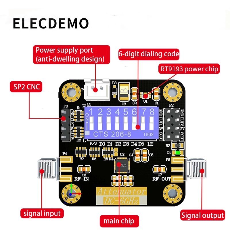 HMC624A Module Digital RF Attenuator Module DC~6GHz 0.5dB Step Accuracy Up to 31.5dB