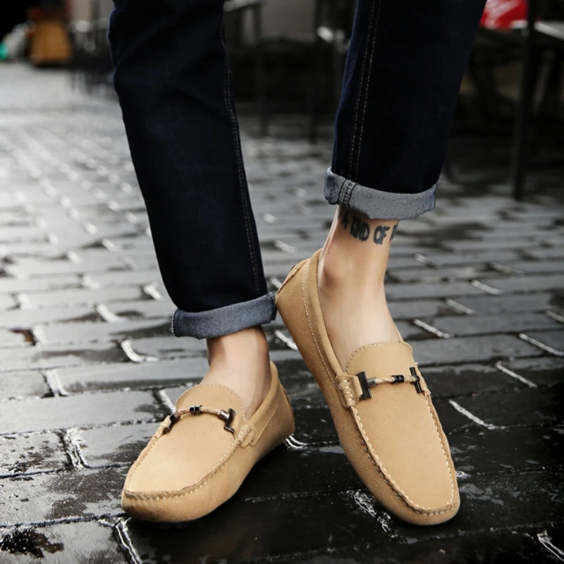 

British Fashion Men Loafers Genuine Leather Shoes Brand Design Men Flats Breathable Comfy Men Driving Boat Shoes Soft Moccasins