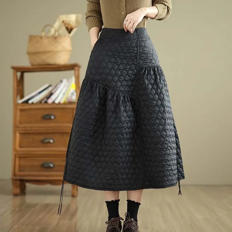 2026 Skirt Clothes Oversized Cotton Vintage High Waist Spring Autumn Winter Casual Loose Long Woman Skirts Womens