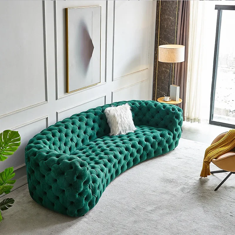 Nordic light luxury fabric curved sofa living room villa bar office Italian modern simple corner leather sofa