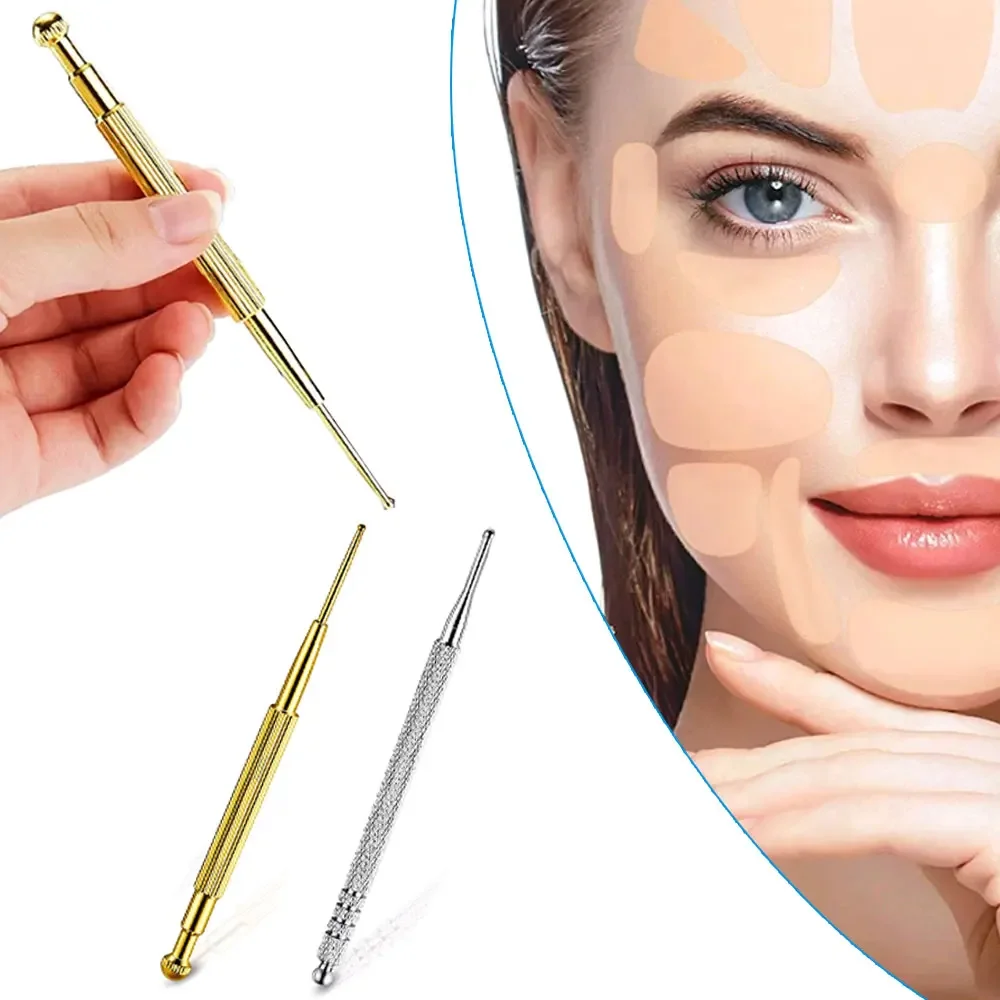 1X Massage Tool Stainless Steel Retractable Acupuncture Pen Double Headed Spring Ear Care Tool Point Probe Pen Massager for Face