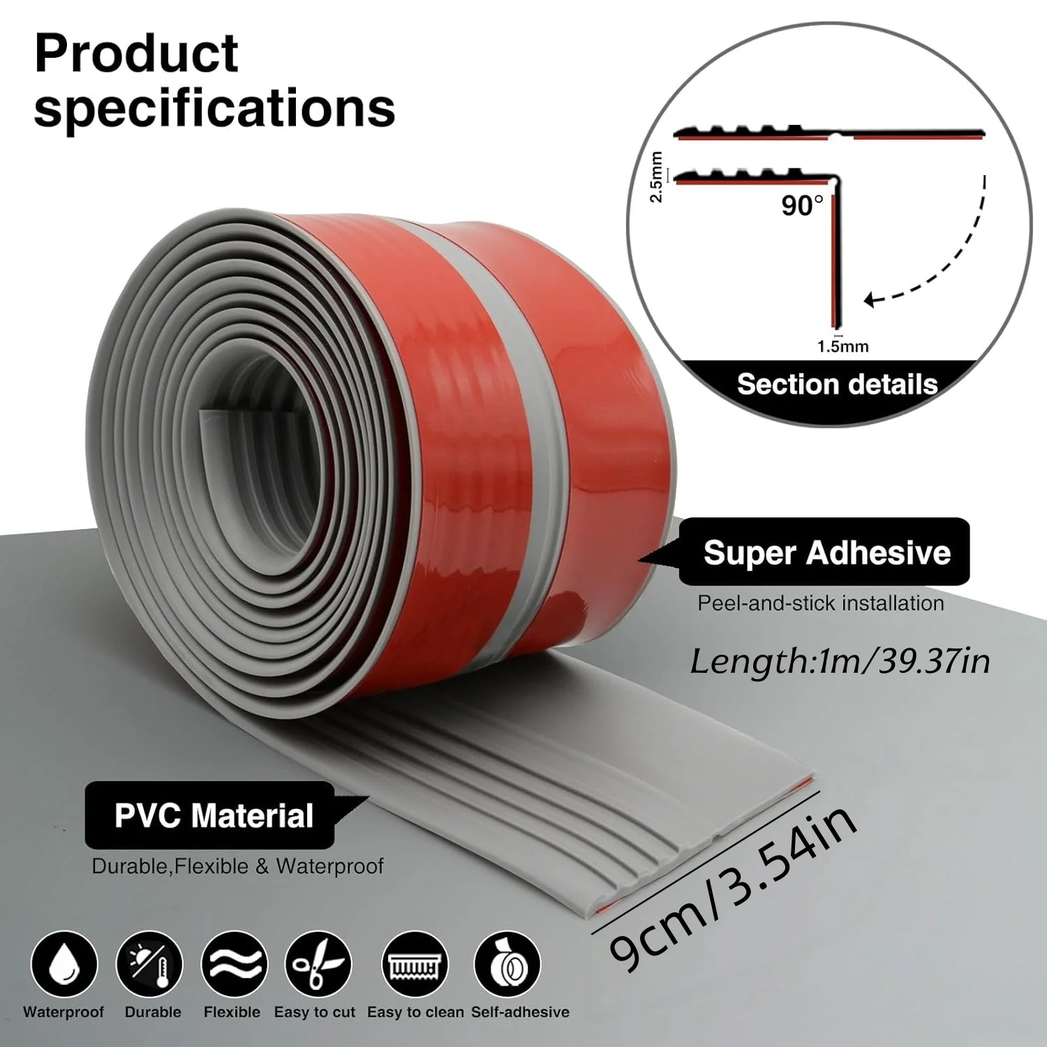 Stair Edge Protector Soft PVC Non-slip Stair Edging L-Shape Self-Adhesive Step Edge Trim Strips Step Protector
