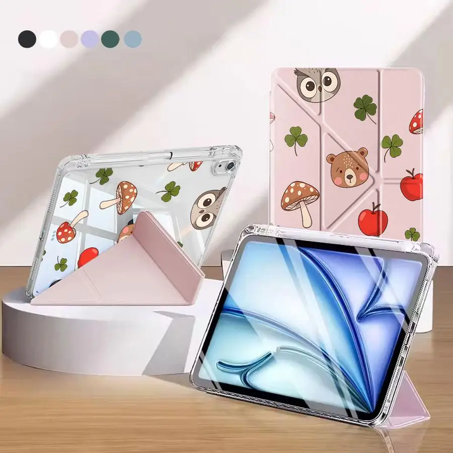 Adorable Owl & Teddy Bear Tablet Case For iPad Pro 2025 Mini 6 7 Air 4 5 M3 M2 M4 11inch 11th 10th 9th 8th 7th 12.9inch Holder