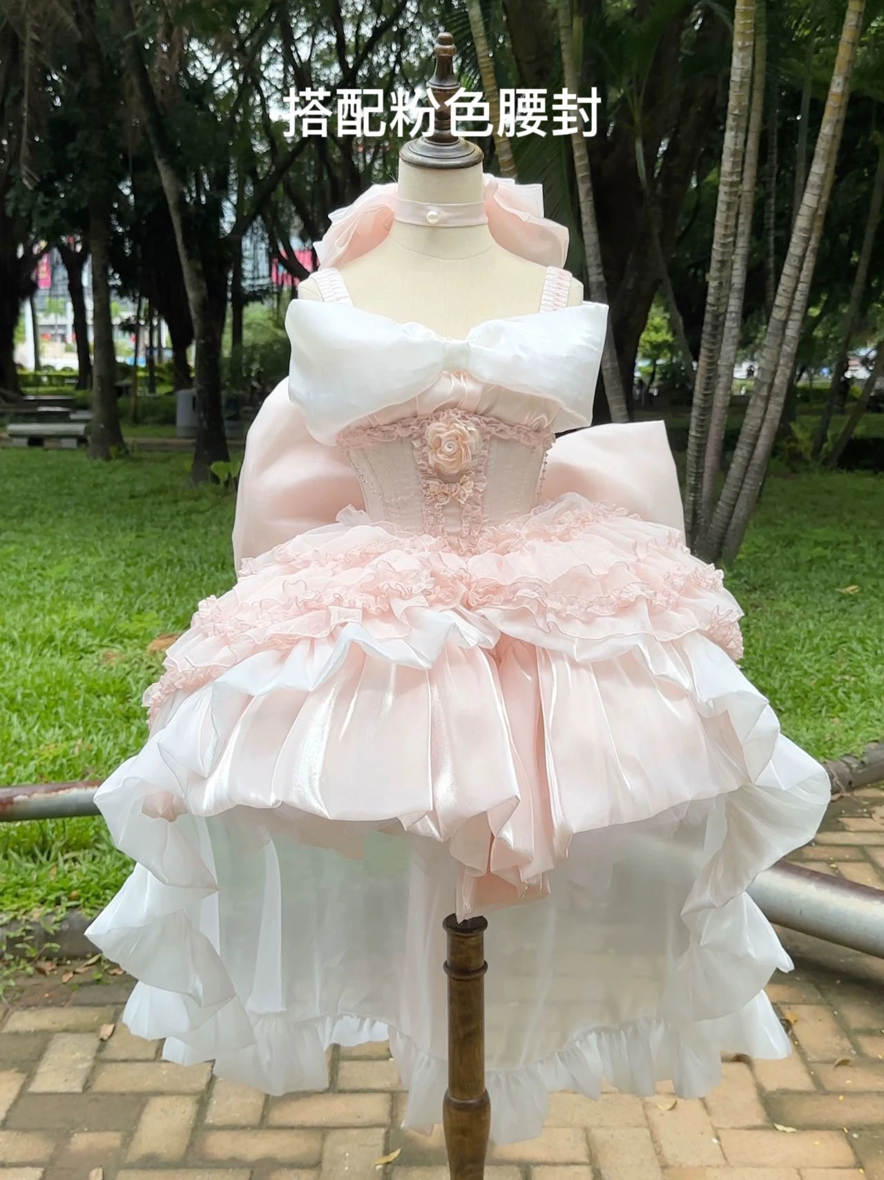 

French Pink Bra Dress Children's Summer Vintage Puff Short Skirt