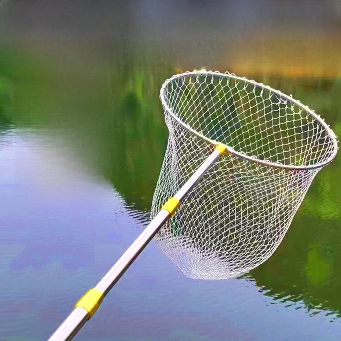 ステンレス製の回収可能なネット、伸縮式ロッド付き魚捕りネット、絡まないヘッド、耐久性のある釣り道具フルセット、アウトドアキャンプ旅行用品