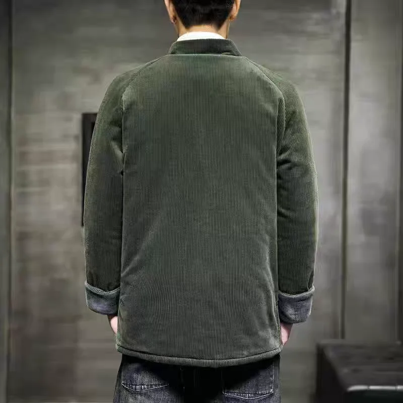 Мужской Thiened Autumn Jaet Tang Sle, новый китайский костюм Zhongan на пуговицах в стиле ретро, модное брендовое длинное пальто с воротником-стойкой