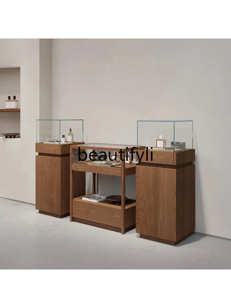 yj7 Medieval style floor-to-ceiling side cabinet glass vertical cabinet jewelry museum display narrow cabinet