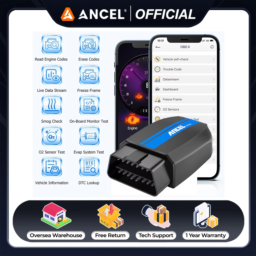

ANCEL BD300 OBD2 Scanner Bluetooth OBD 2 Code Reader ABS SRS D-P-F TPMS Car Engine Diagnostic Scan Tool OBD2 Code Reader For BMW
