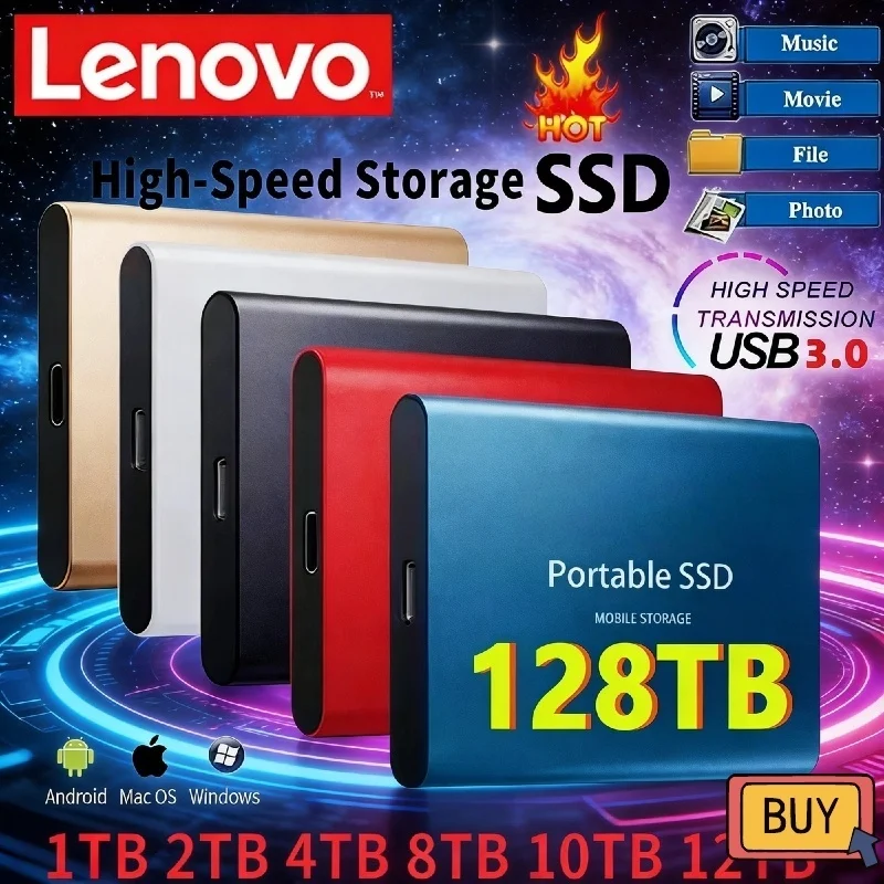 

Новый высокоскоростной внешний жесткий диск Lenovo 2026 года, 500 ГБ, 2 ТБ, 4 ТБ, 8 ТБ, USB 3.1 SSD, 2,5 дюйма, портативный SSD, 16 ТБ, для ноутбуков и PS4