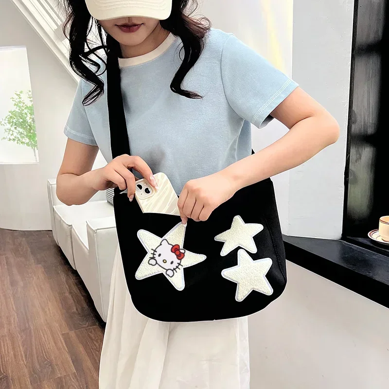 

Sanrio hello kitty large capacity messenger bag girl fashion pentagonal star shoulder bag new tote handbag