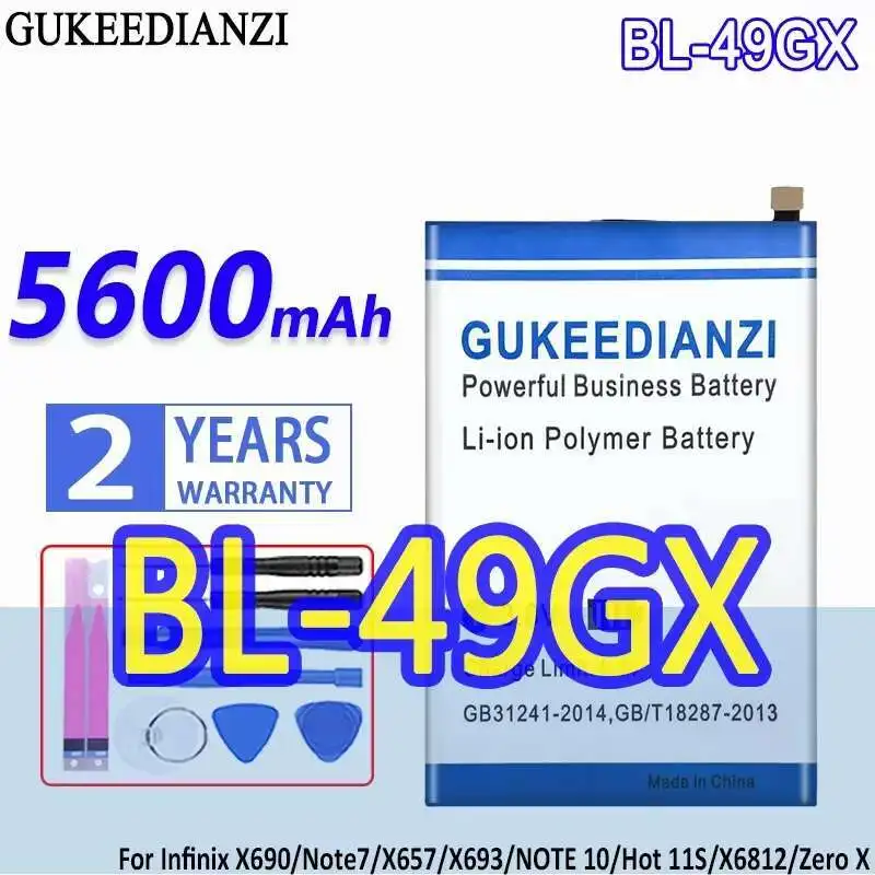 

High Capacity GUKEEDIANZI Battery BL-49GX 5600mAh For Infinix X690 X6812 X657 X693 Note 7 10 Hot 11S Zero X Phone Batteries