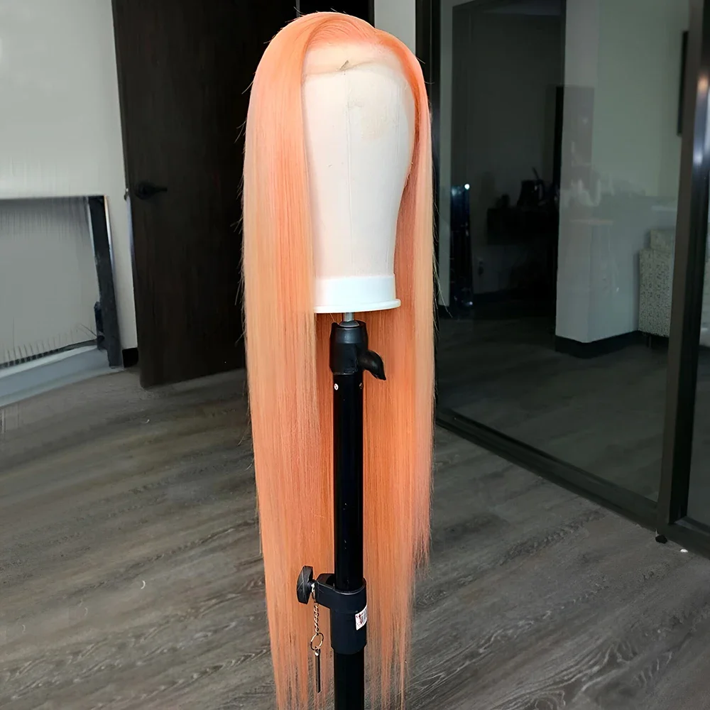 Light Orange 13x4 Lace Front Wig Long Straight Hair Natural Hairline Glueless Wigs For Women Daily Wear Lace Front Orange Wigs